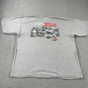 Vintage ESPN Zone T Shirt Men's XL Gray Double Sided Graphic Sports Tee 2000s